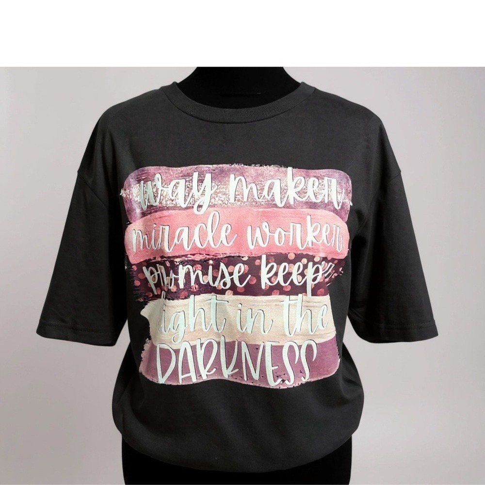 Women's Christian Faith T-Shirt Way Maker Miracle Worker Promise Keeper XL